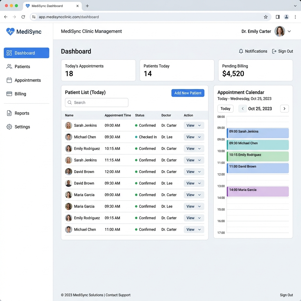 MediTrack — Clinic Management App Screenshot